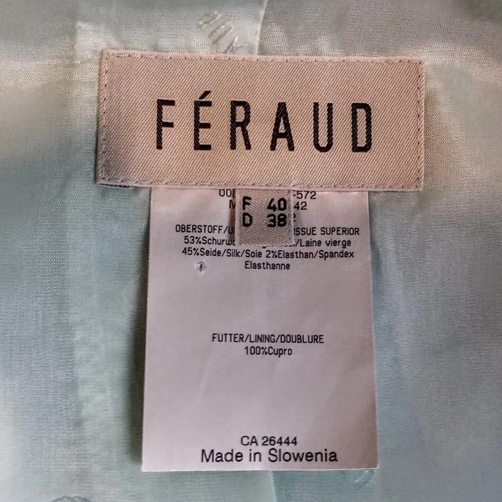 Vintage Feraud Mint Green Silk Wool Jacket